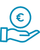 Hand icon with euro symbol above